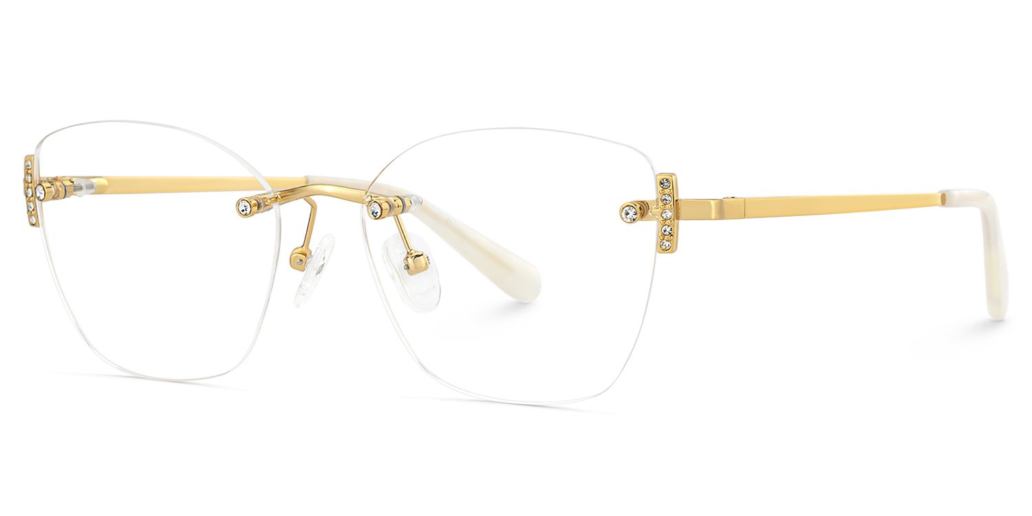 Gold Rectangle Jaxon Glasses with Rimless | ZEELOOL Canada2
