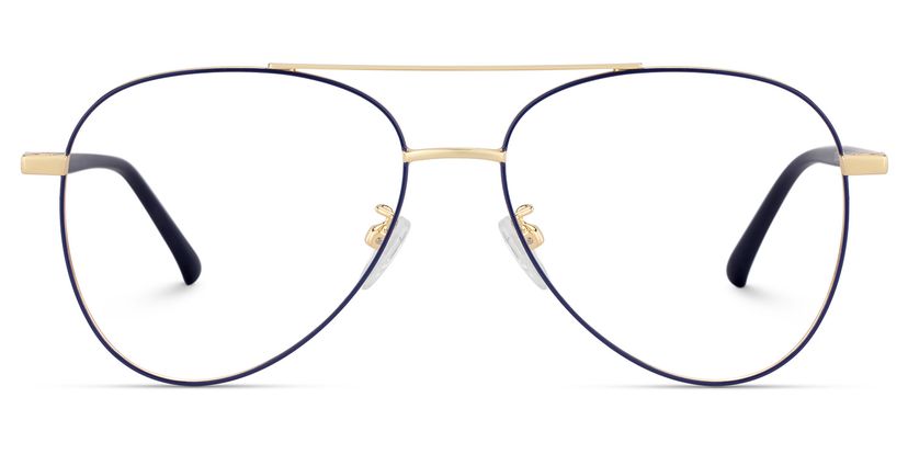 Paige Aviator Blue-Gold Glasses