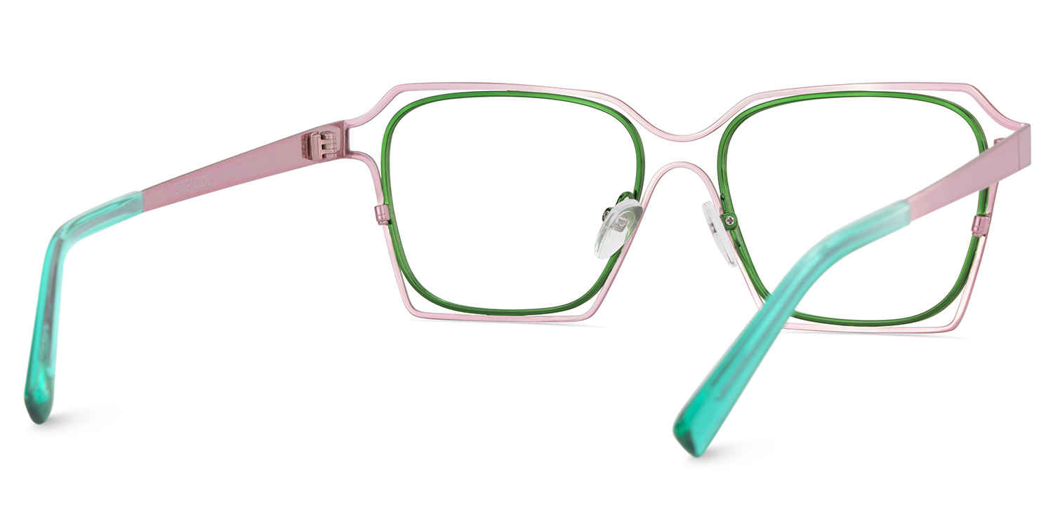 Foday Geometric Pink Green Glasses4