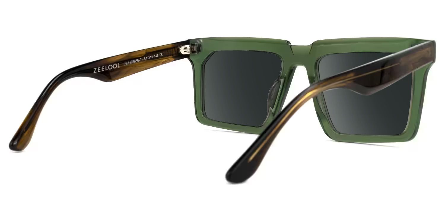 Moreland Rectangle Green Full Rim Sunglasses | ZEELOOL CA3