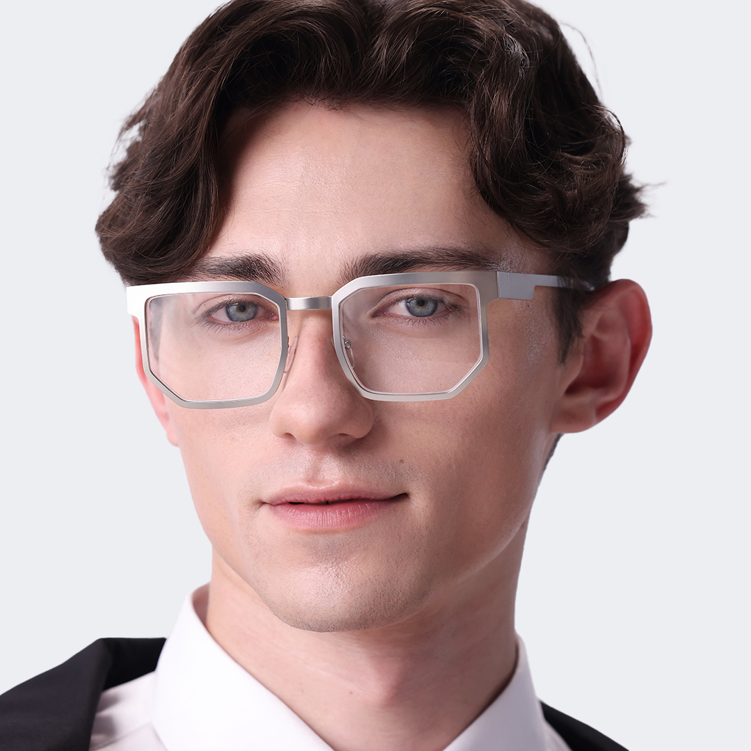 Barber Geometric Silver Eyeglasses and Glasses Frames5