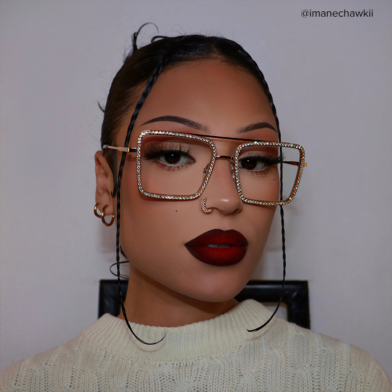 Diva Frame Glasses, Gold Glitter Sparkle Square Eyeglasses6