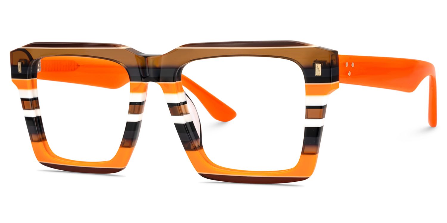 Large Square Prescription Glasses With Orange Brown Stripes3