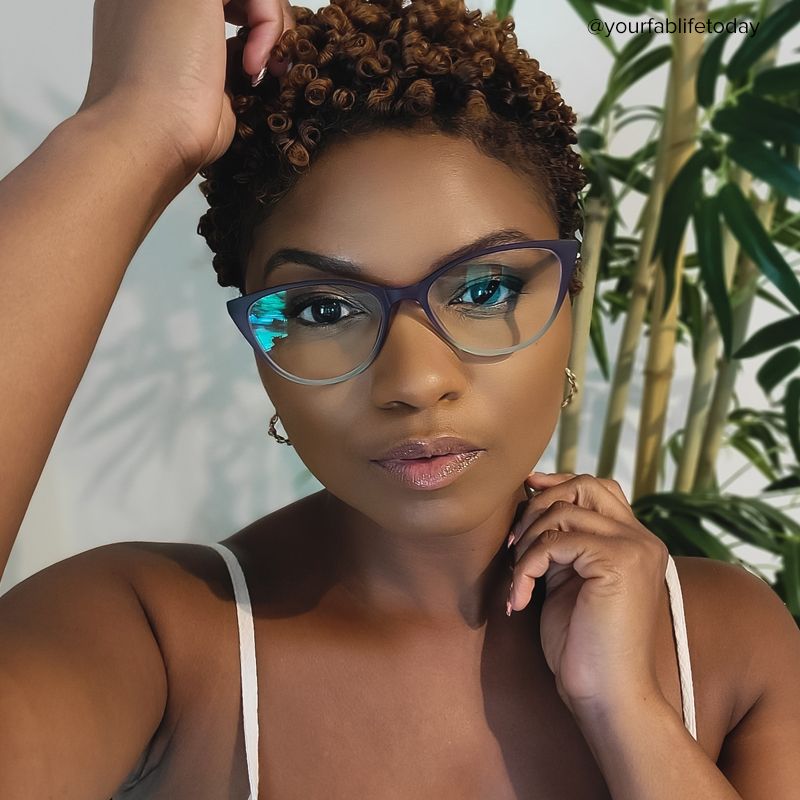 Lucy Cat-Eye Purple-Green Frame Glasses | ZEELOOL Canada6