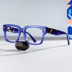 Fulford Blue Rectangle Glasses0