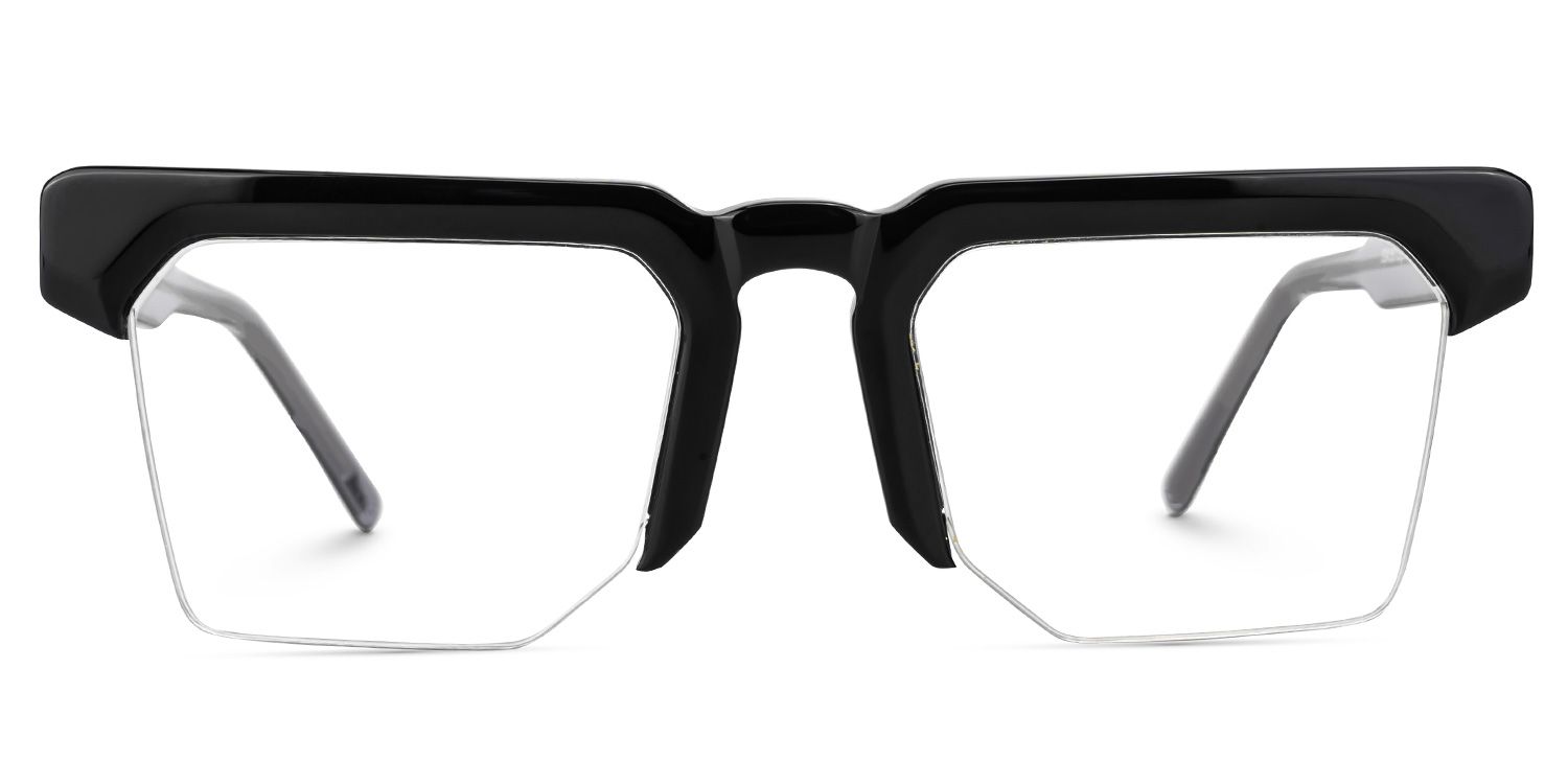 Myles Designer Eyeglasses in Browline Black Frame0