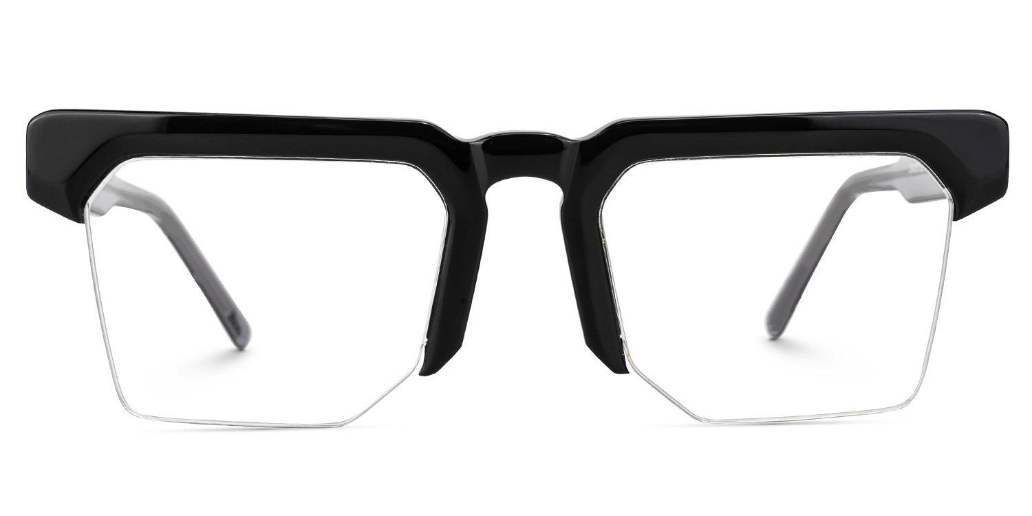 Myles Designer Eyeglasses in Browline Black Frame0