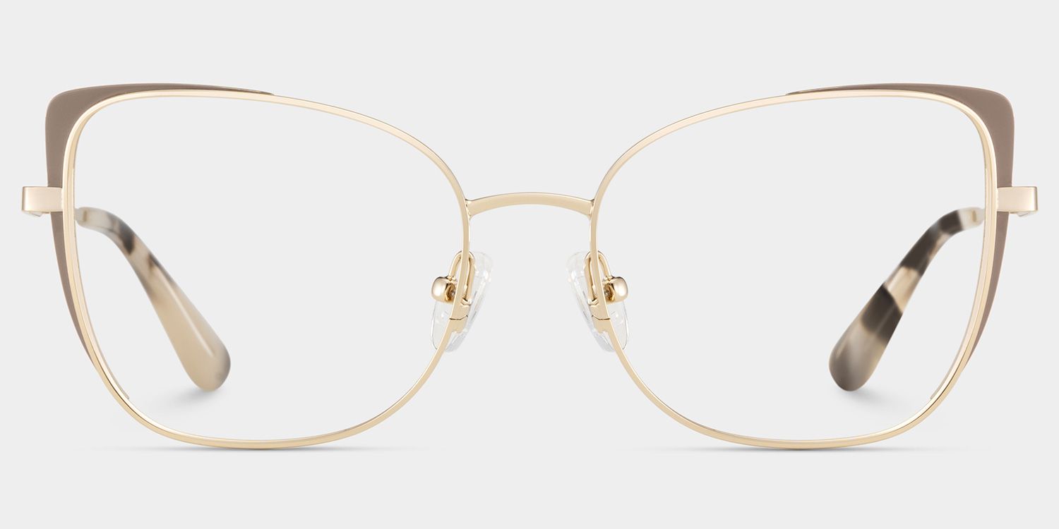 Tessa Khaki Gold Frame Glasses with Cat eye Frame Online | ZEELOOL Canada1