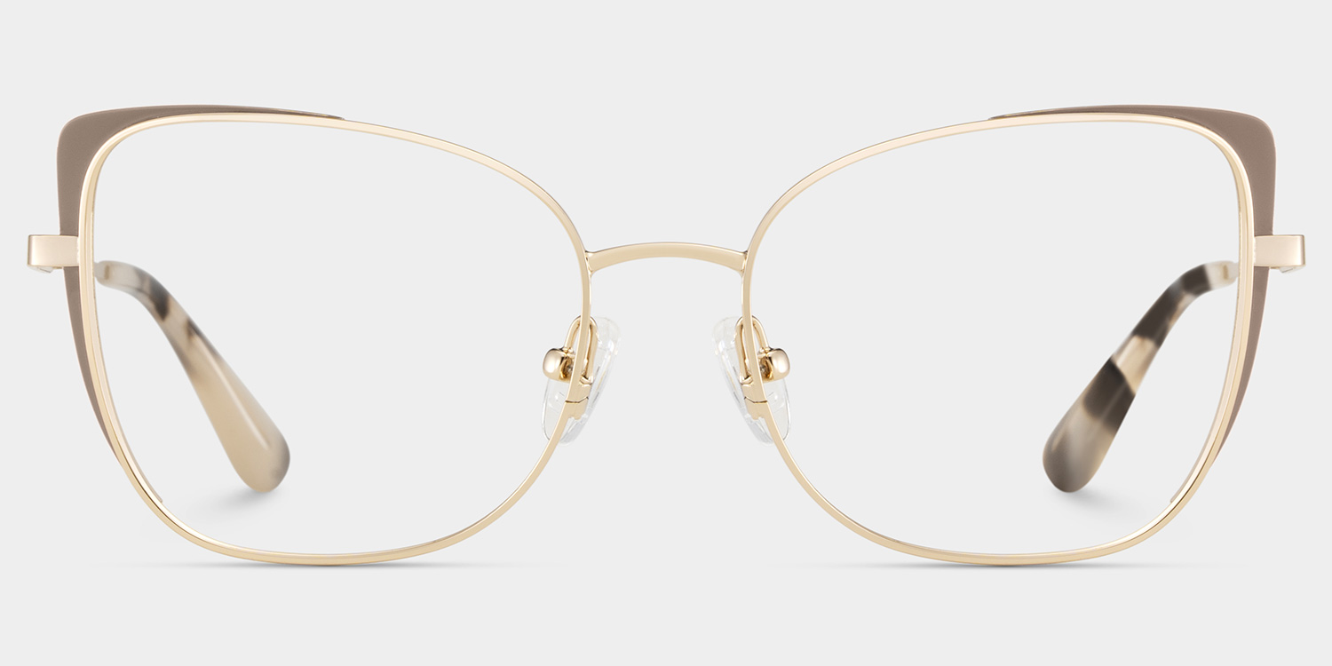 Tessa Khaki Gold Frame Glasses with Cat eye Frame Online | ZEELOOL Canada1