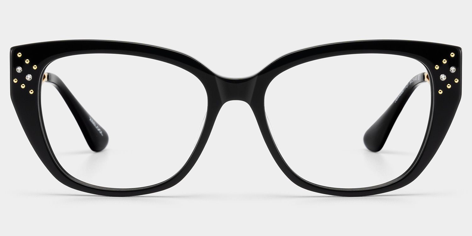 Alma Butterfly Black Glitter Eyeglasses | ZEELOOL1