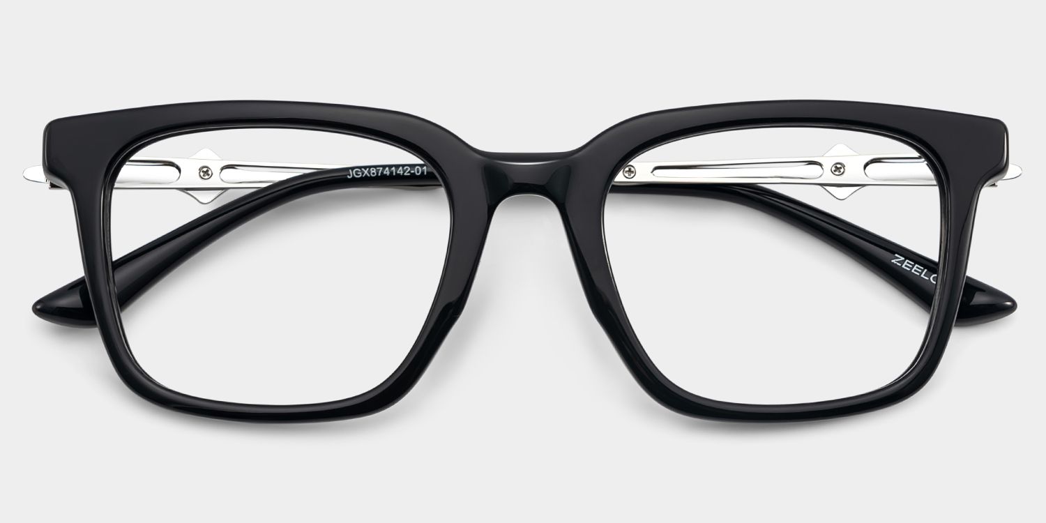 Reese black glasses with silver rims Online | ZEELOOL3