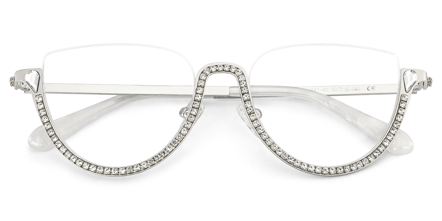 Half Frame Cat Eye Glasses With Shiny Diamonds3