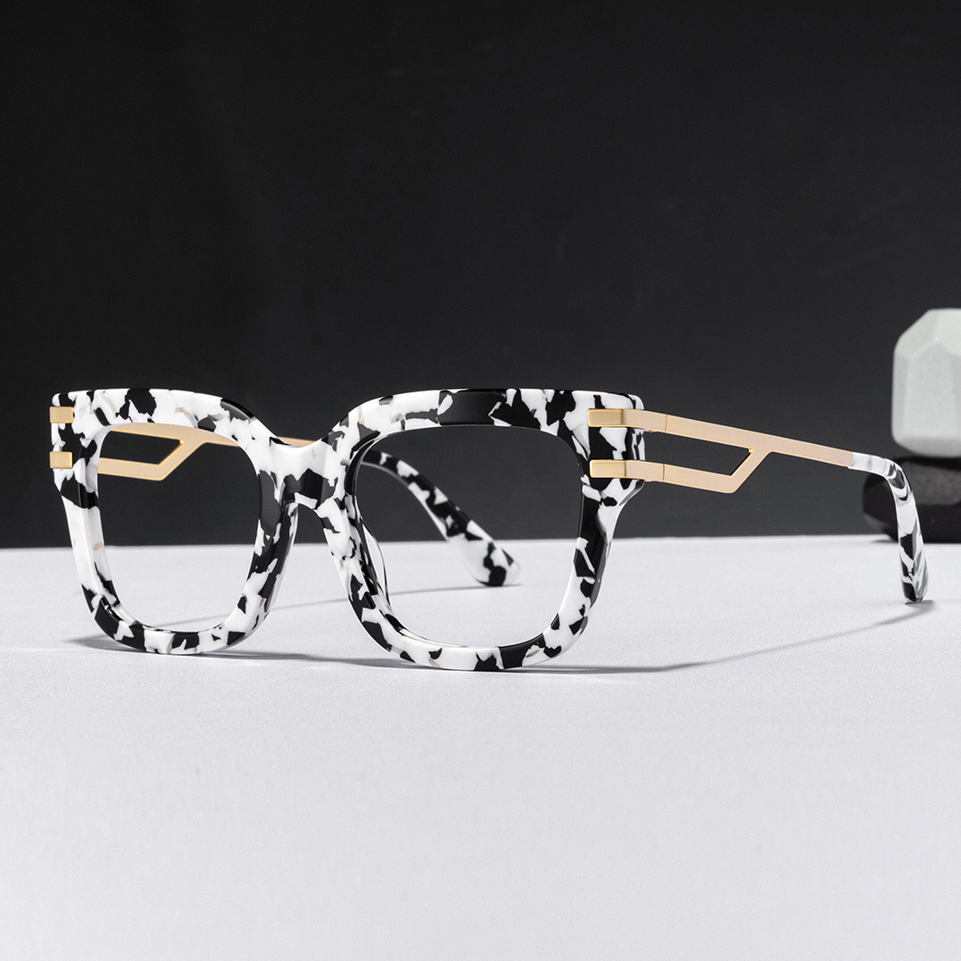 Square Cat-Eye Glasses With Cow Pattern0