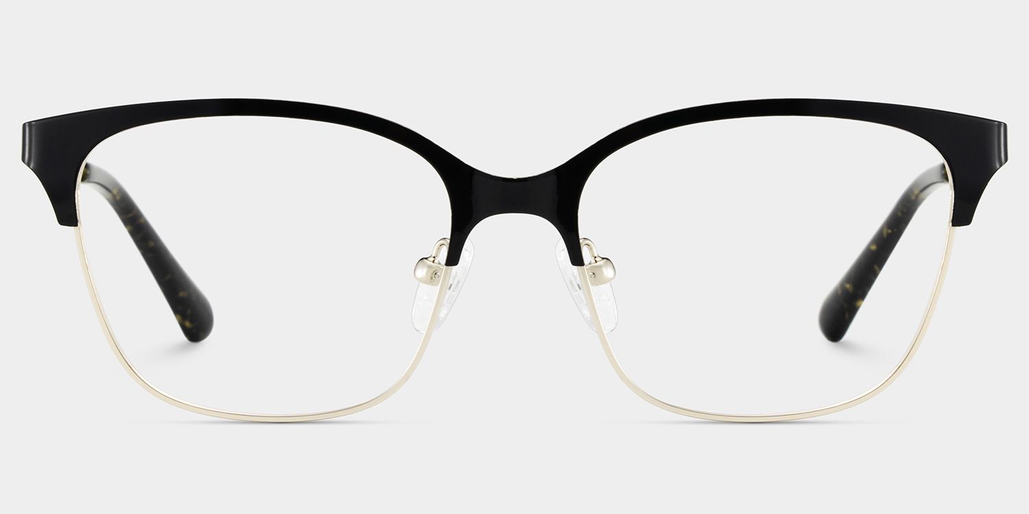 Vera Black Gold Frame Glasses with Browline Frame Online | ZEELOOL1