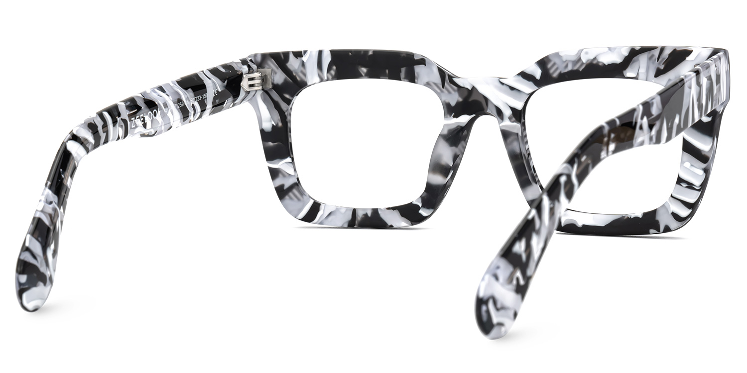 Keisa Square Black Marble Glasses4