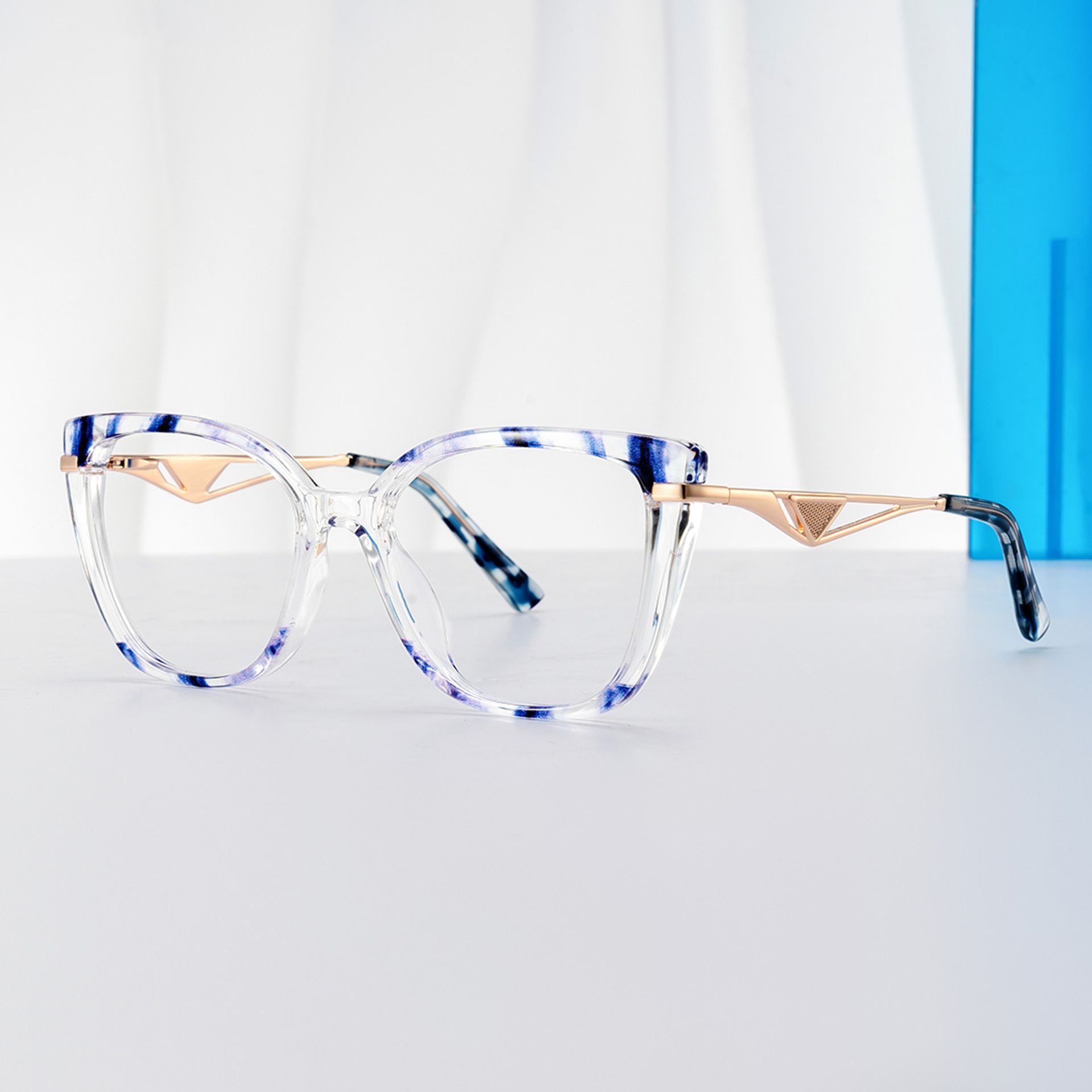 Cateye Shape Blue Light Blocking Glasses with Blue Pattern0