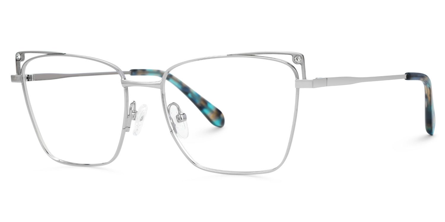 Rectangle Silver Metal Eyeglass Frames | ZEELOOL Canada1
