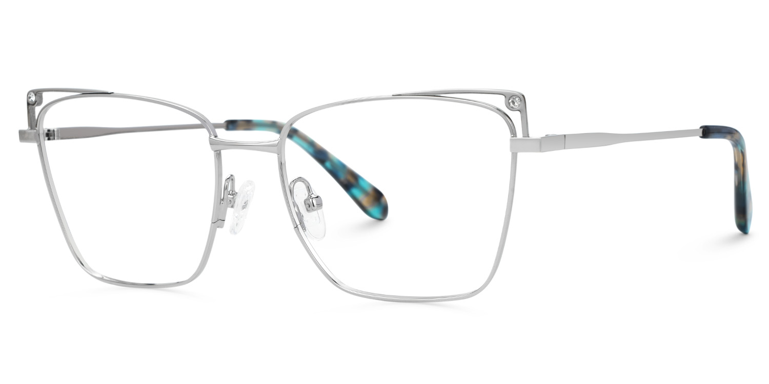 Rectangle Silver Metal Eyeglass Frames | ZEELOOL Canada1