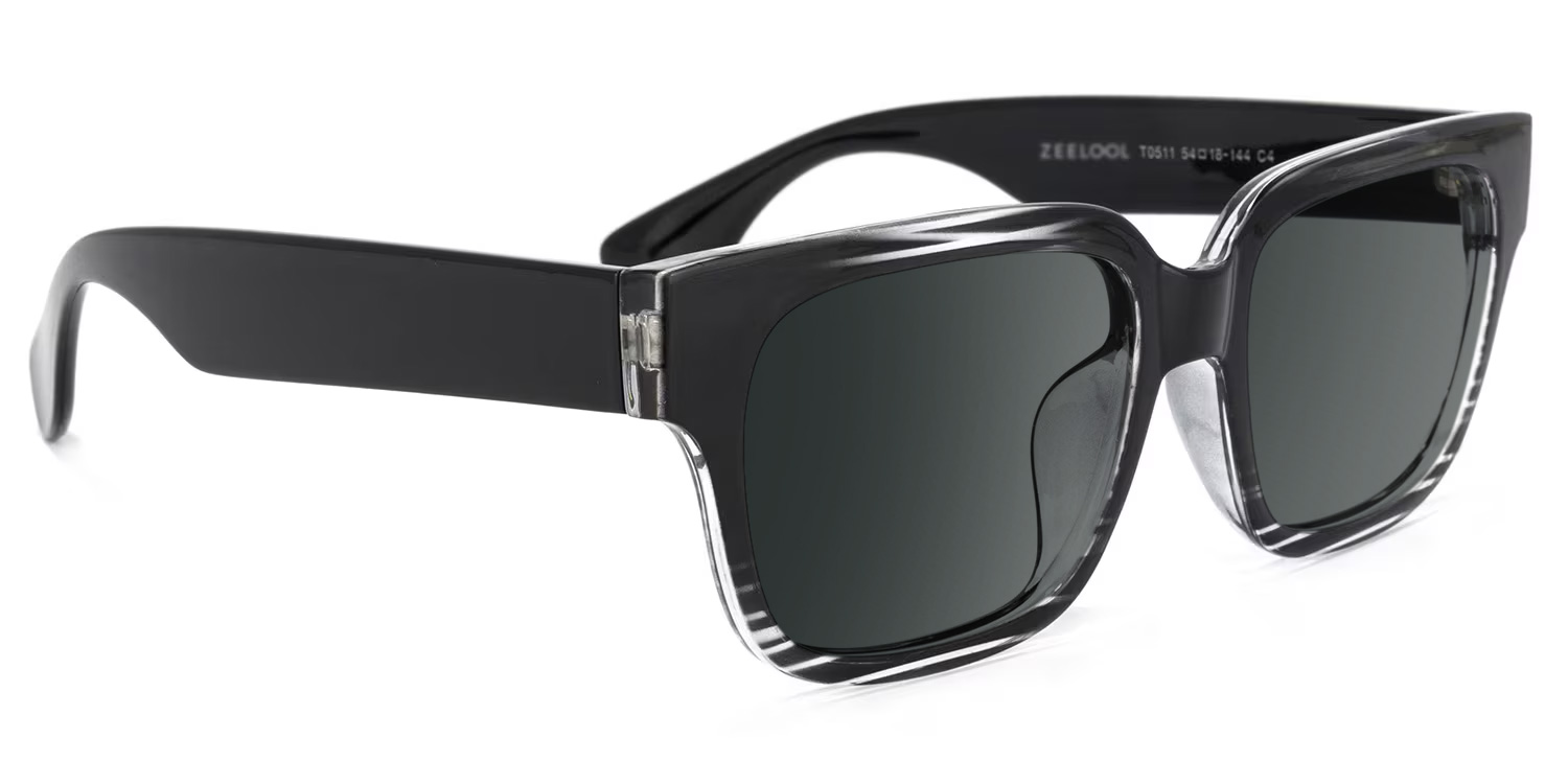 Colin Rectangle Black Chunky Frame Sunglasses for Men2