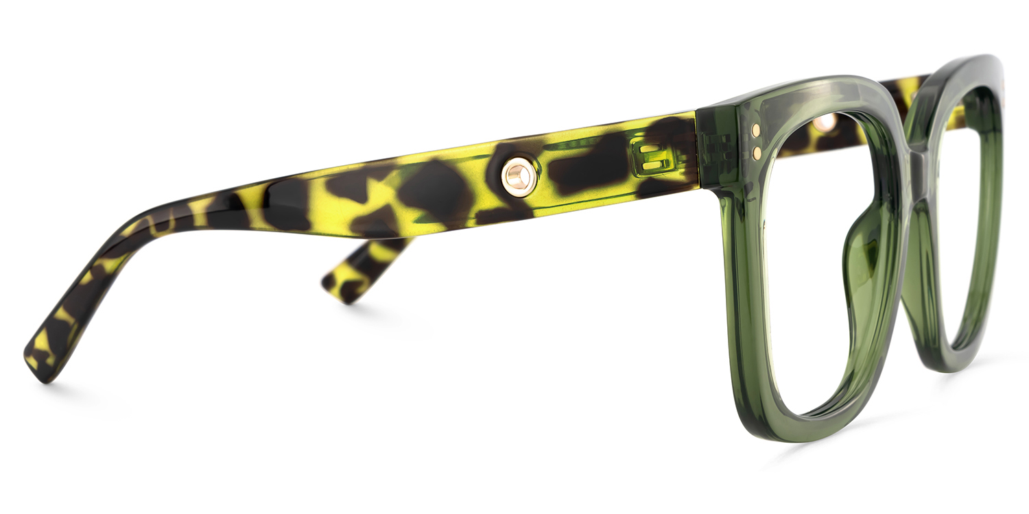 Ebony Square Green Tortoise Glasses4