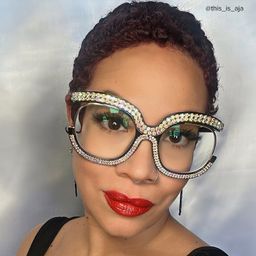 Veasley Square Multicolor Rhinestone Glasses6