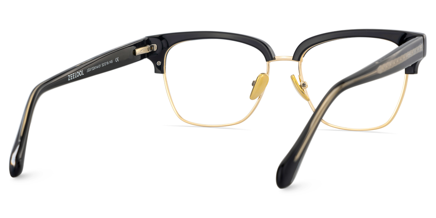 Browline Black Gold Eyeglasses- Ellis Mixed Frame Glasses4