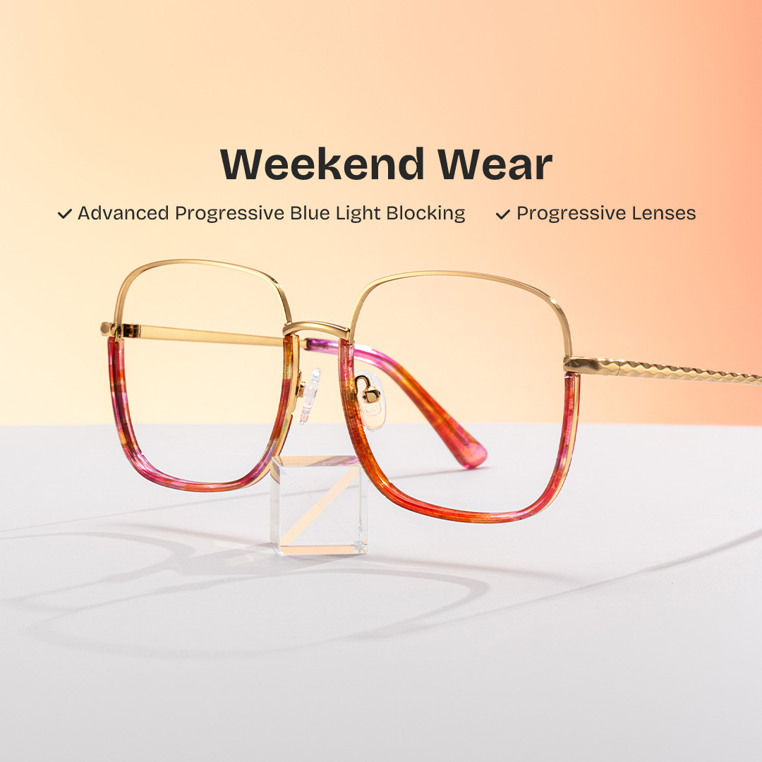 ZEELOOL Wade Square Red Floral Glasses