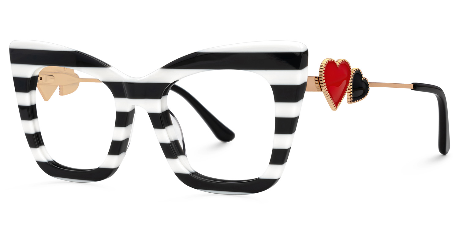 Cagle Cateye Black-White Glasses1