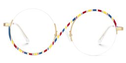 Flozif Round Thin Metal Half Multicolor Glasses0