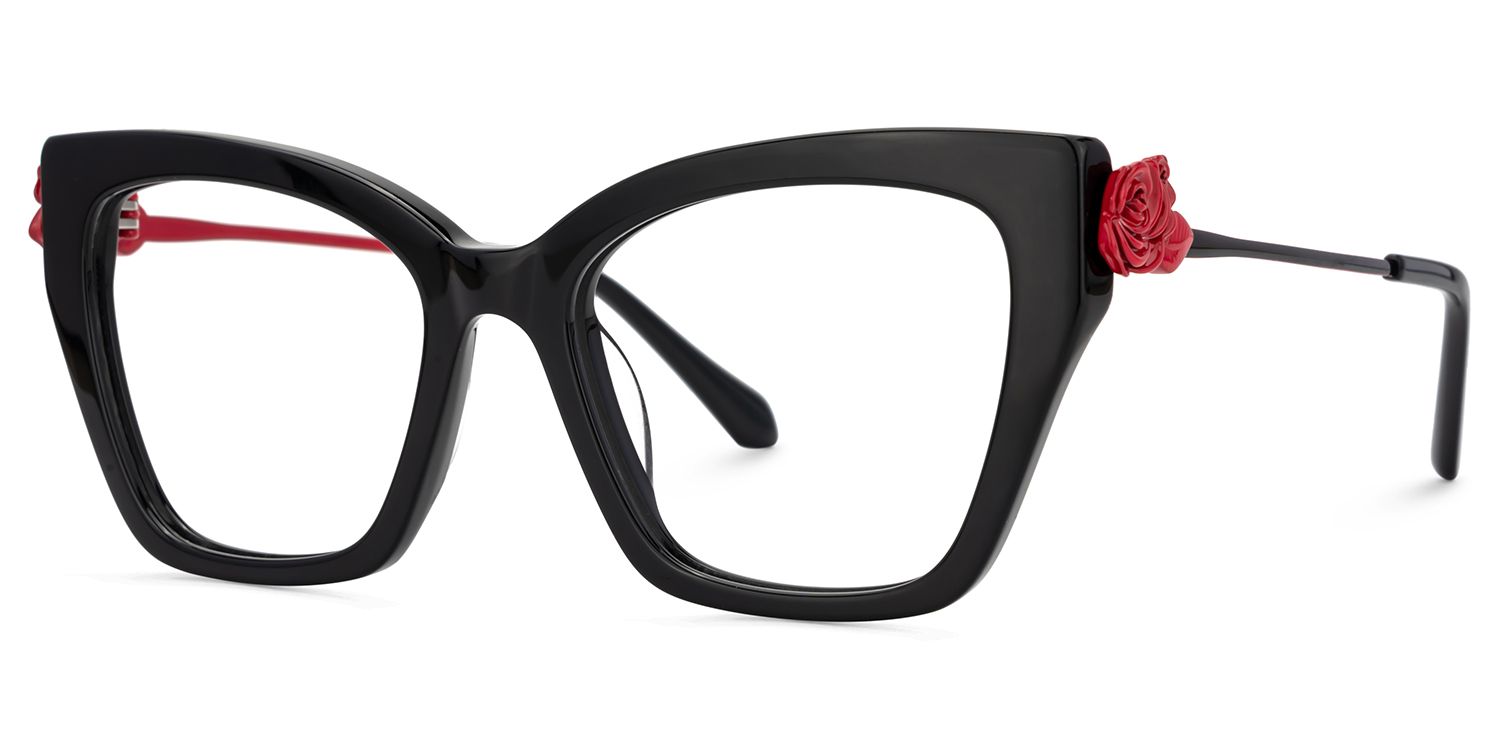 Black Butterfly Glasses With Red Rose | ZEELOOL Canada2