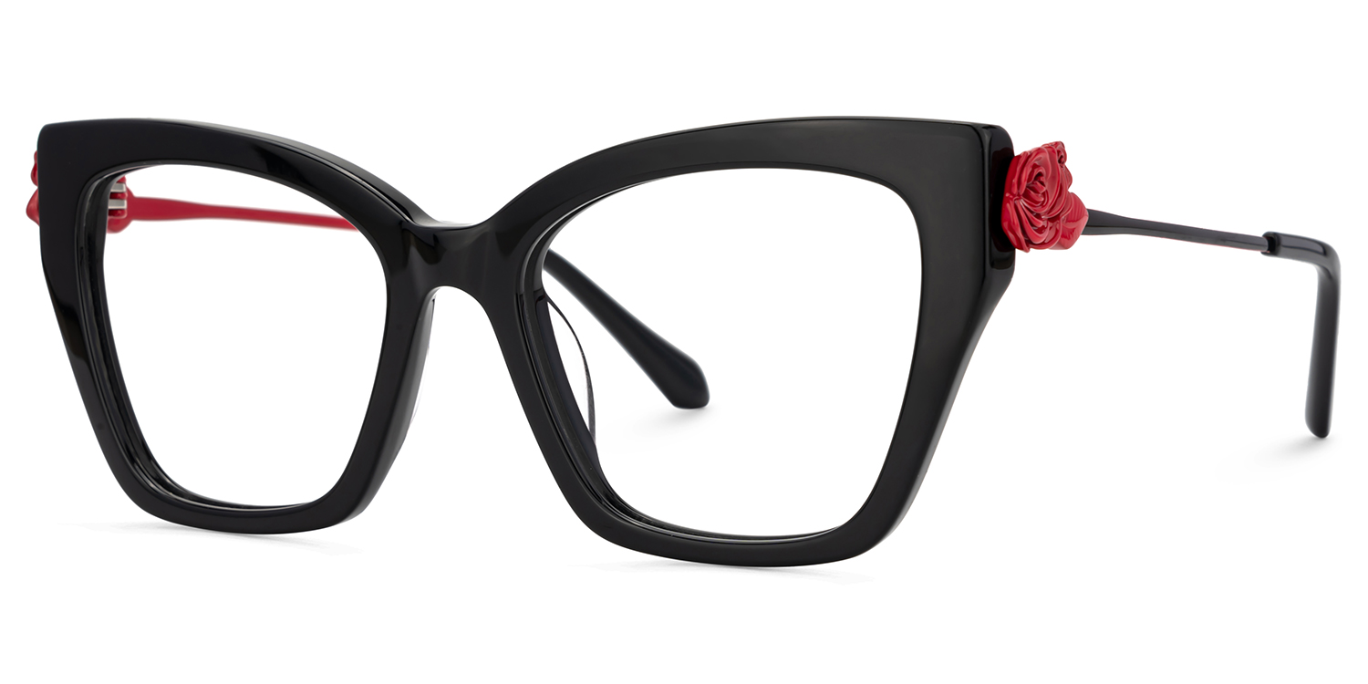 Black Butterfly Glasses With Red Rose | ZEELOOL Canada2