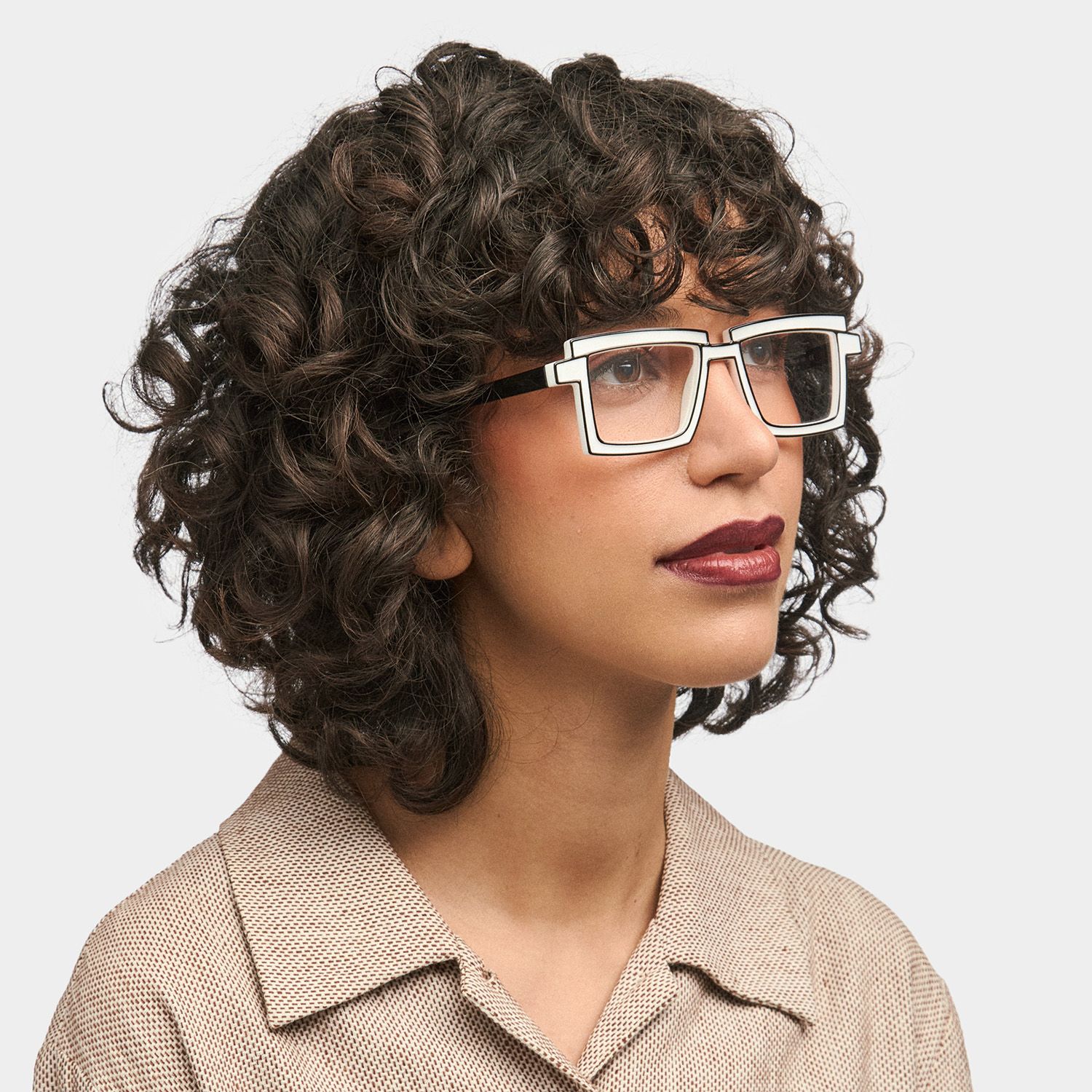 Zephyr White Cyberpunk Rectangle Frame Glasses | ZEELOOL Canada1
