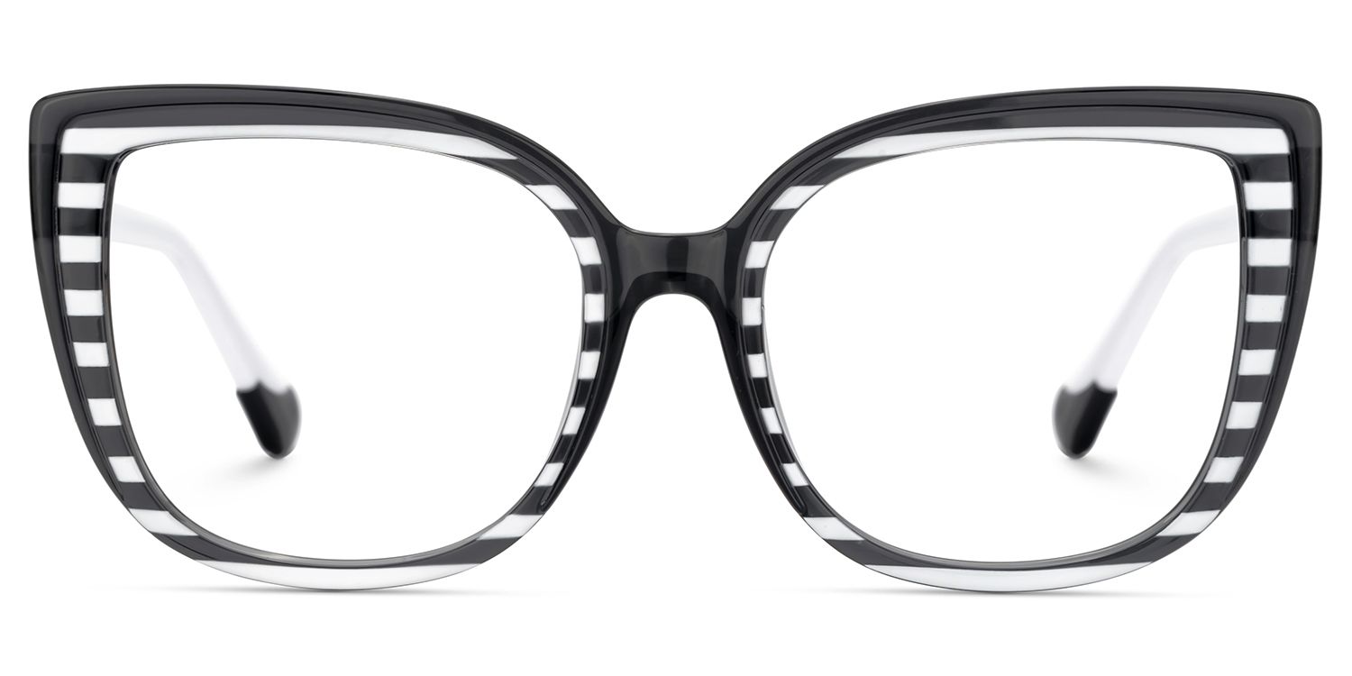 Large Black White Eyeglasses Frames With Cat Eye Shape1