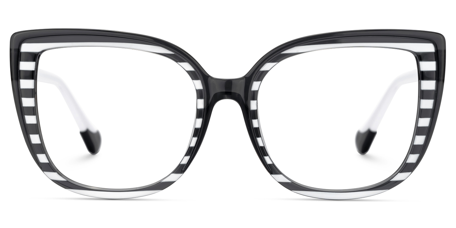 Large Black White Eyeglasses Frames With Cat Eye Shape1