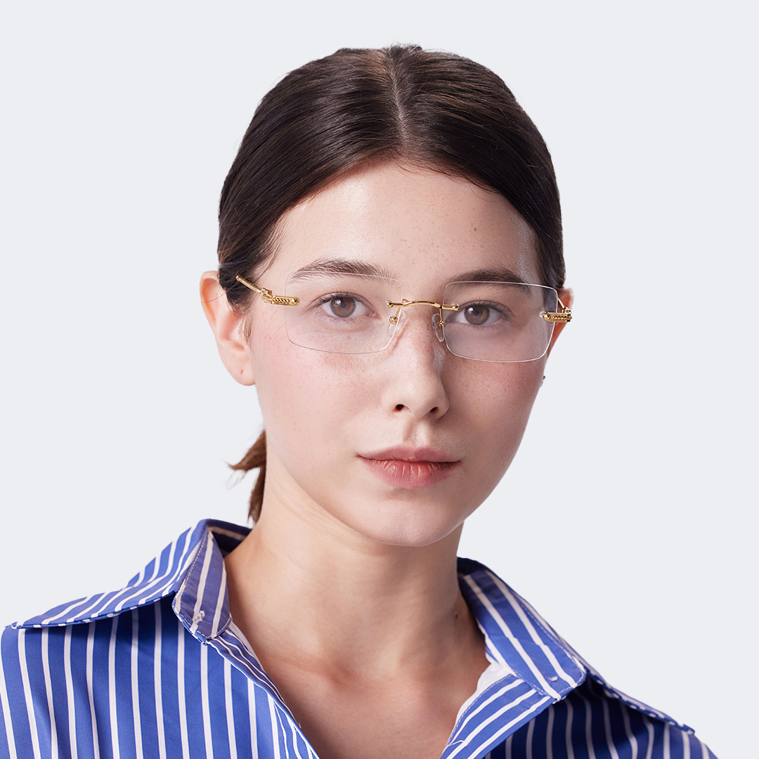 Gold Rimless Eyeglasses Frames With Adjustable Nose Pads7