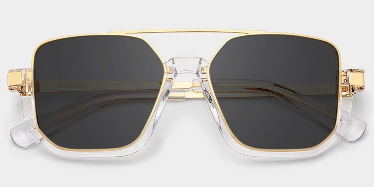 Oromiya Gold Clear Geometric Sunglasses