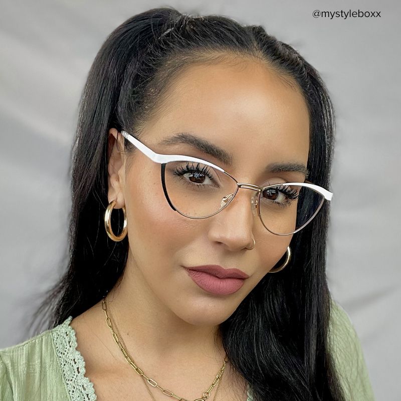Sydney Cat Eye White Frame Glasses | ZEELOOL Canada6