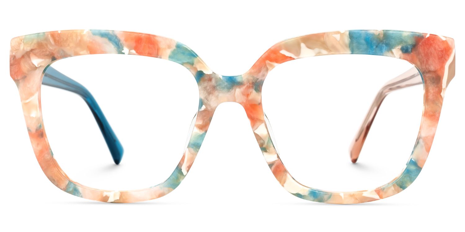 Square Orange Flower Eyewear - Nina Acetate Frame Glasses1