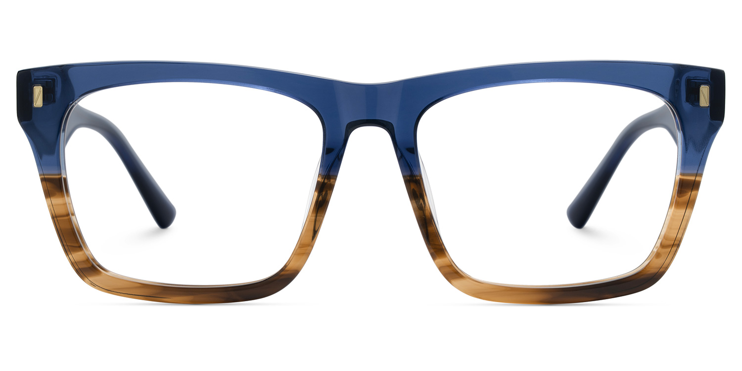 Brookins Rectangle Blue Brown Glasses