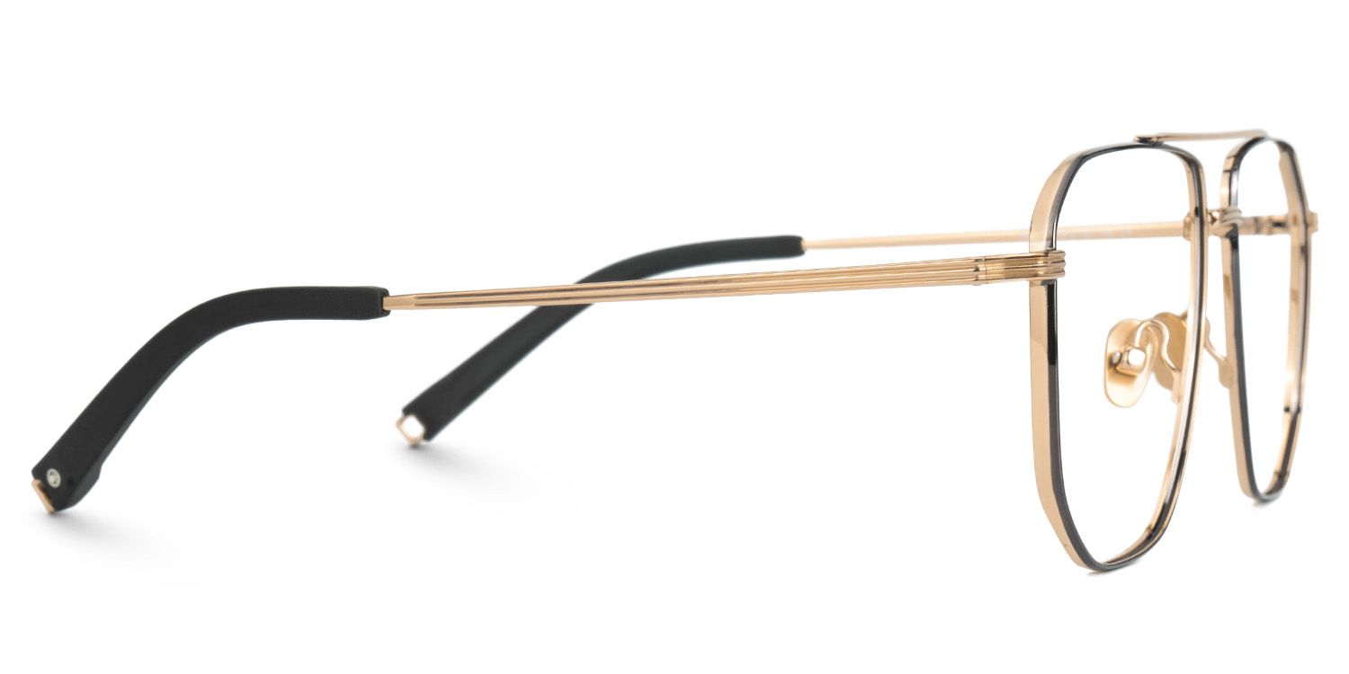 Aqua Titanium Black Gold Frame Glasses with Aviator Shape | ZEELOOL Canada2