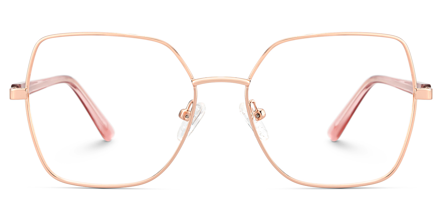 Rose Gold Glasses For Women With Transparent Pink Temples0