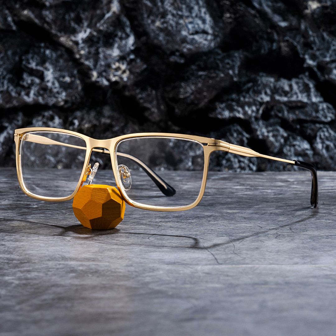 Gold Rectangle Frames With Adjustable Nose Pads0