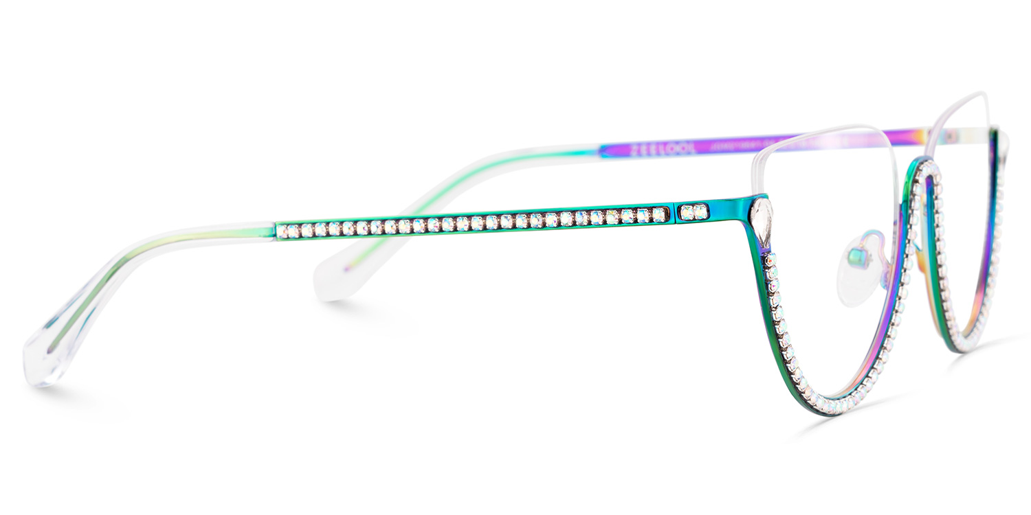 Half Frame Cat Eye Glasses With Shiny Diamonds5