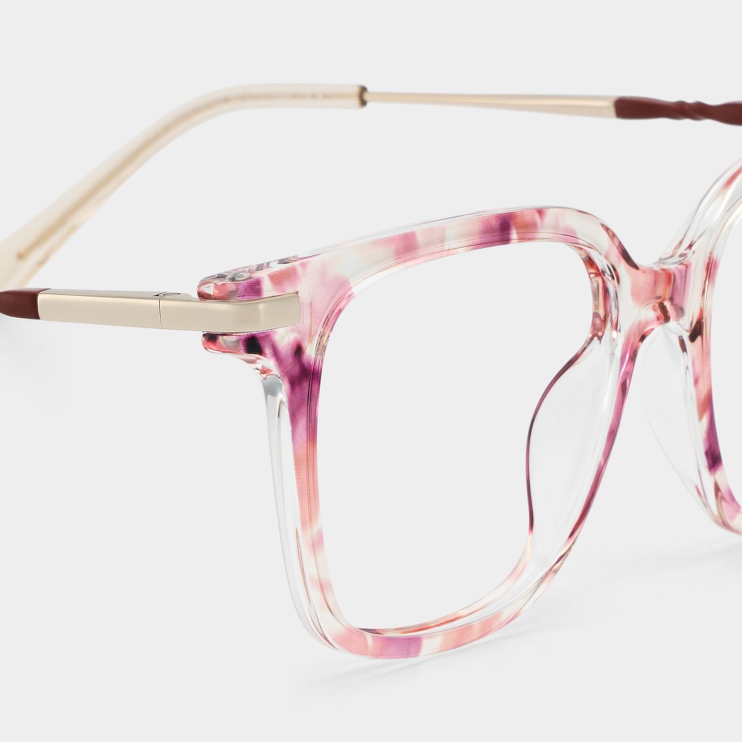 Jacqui Pink Flower Tortoise Square Glasses Frames | ZEELOOL5