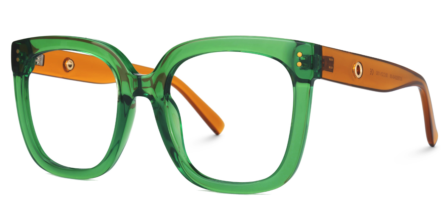 Ebony Square Green Glasses1