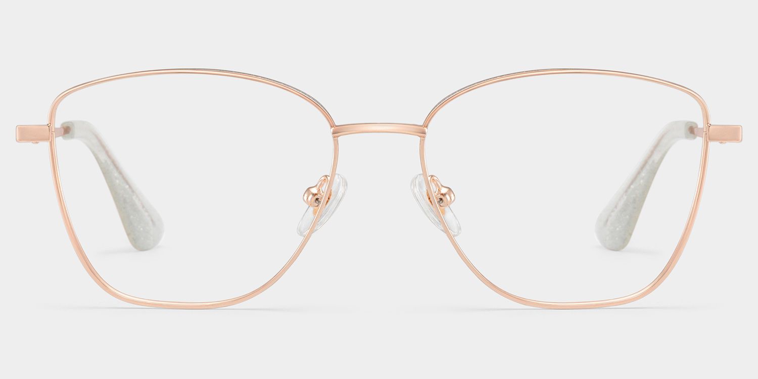 Skyler Square Rose Gold Metal Silver Glitter Glasses Frames | ZEELOOL0