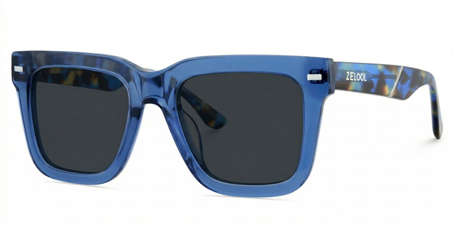 Redina Square Sunglasses with Acetate Blue Frames | ZEELOOL CA2