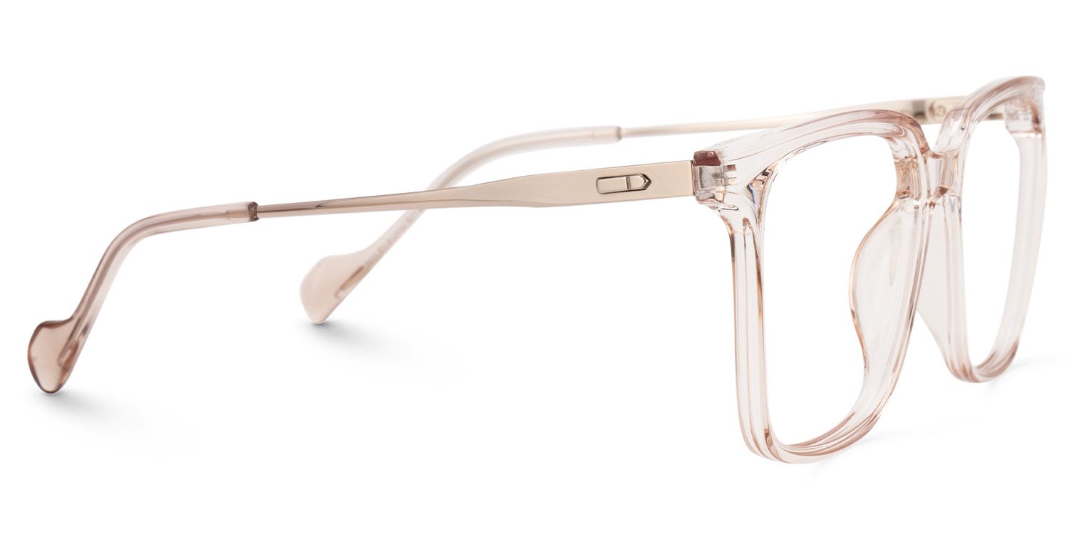 Thin Beige Frame Glasses With Square Shape4