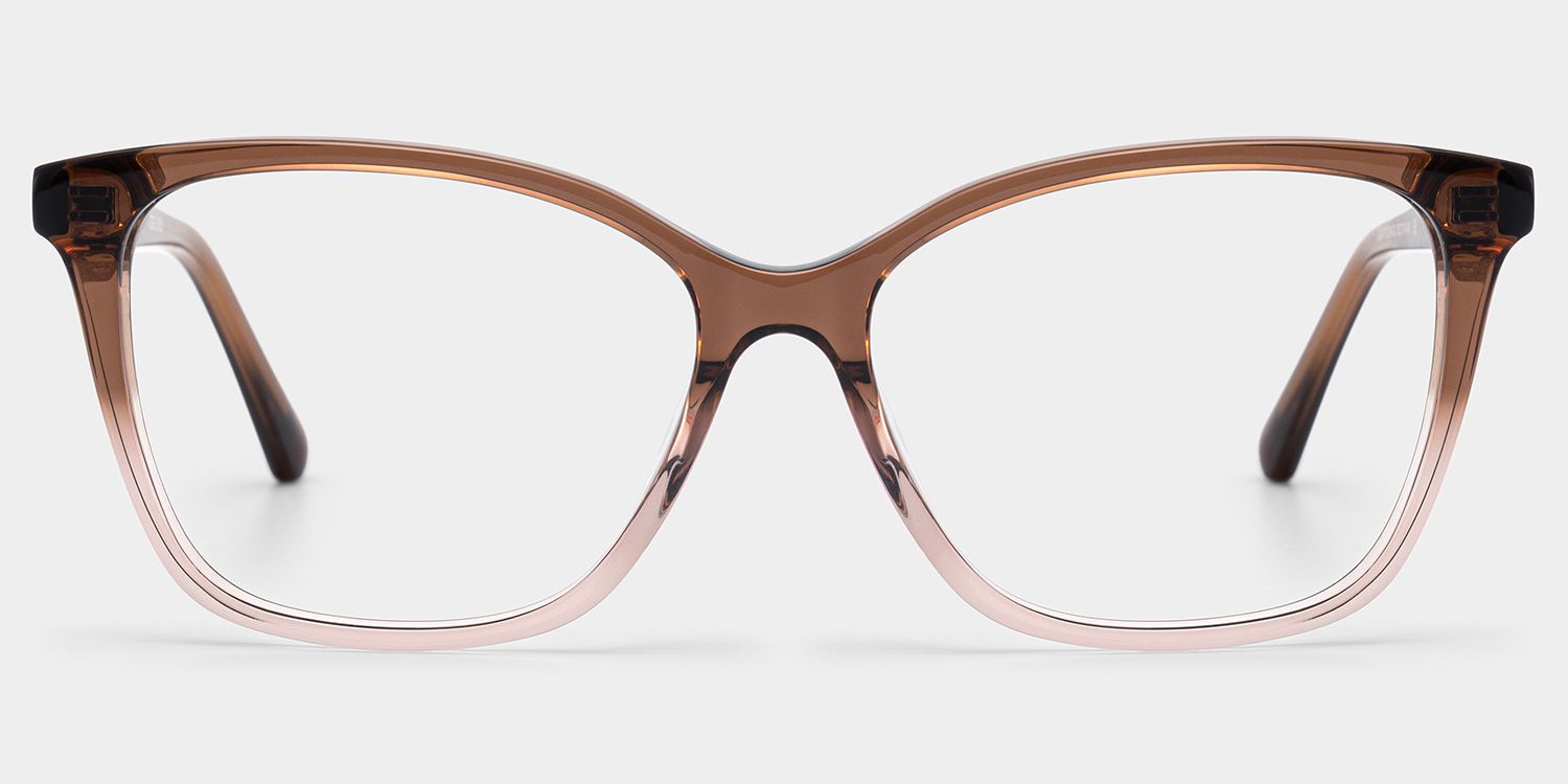 Finnian Square Clear Brown Glasses Frames with Glitter Fabric | ZEELOOL1