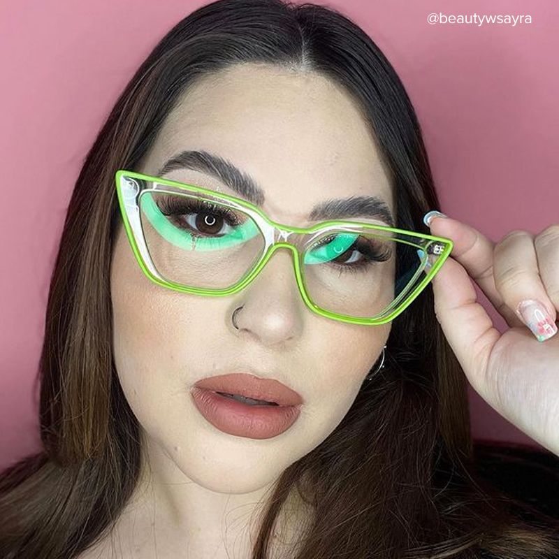 Zeelool Lime Green Cat Eye Glasses & Cyberpunk Frame7